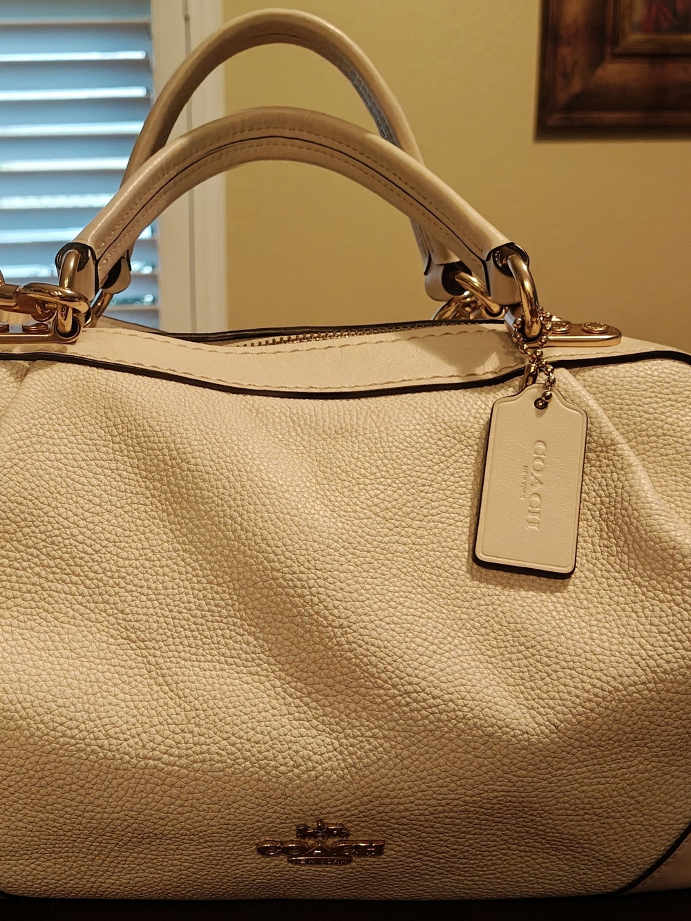 Coach Pebbled Leather Satchel - Cream
